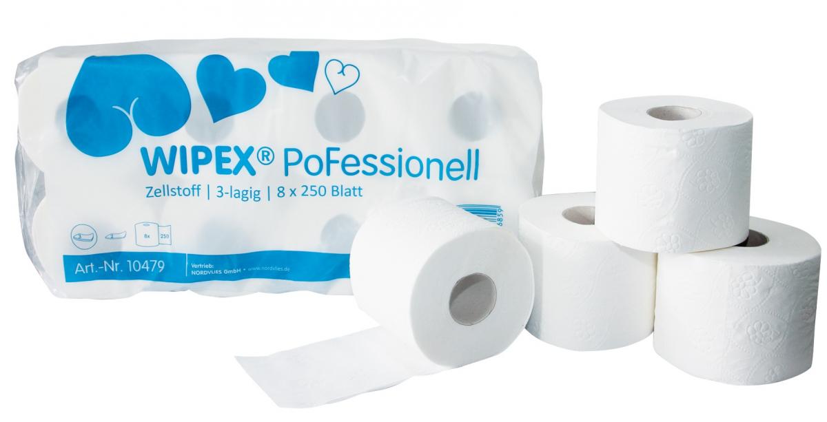 Toilettenpapier weiß, 3-lagig 10x12 cm,250 Blatt,VPE á72 Rol