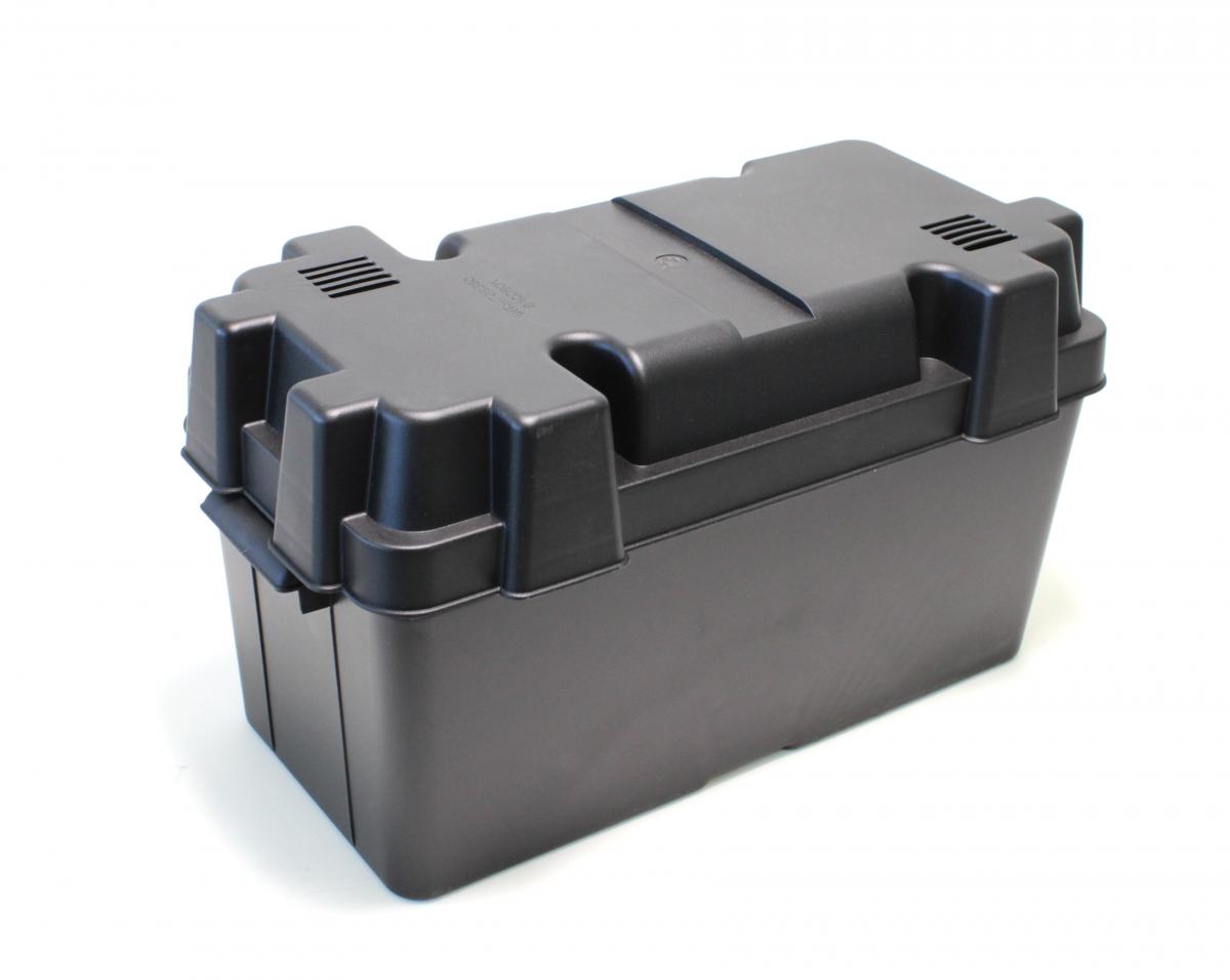 Batteriekasten Kunststoff schwarz mit Gurt + Trennwand