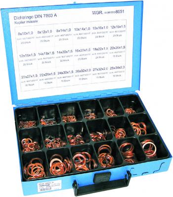 Sortimentskasten Dichtringe Kupfer, 18 Abmes., 6 - 28 mm