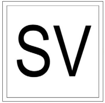 Kennzeichng. Sicherheitsventil -SV- starr, VA, 250x250x1mm