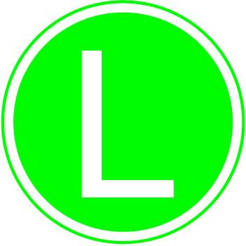 PVC-Schild aus Folie grün/weiß (selbstklebend) "L"