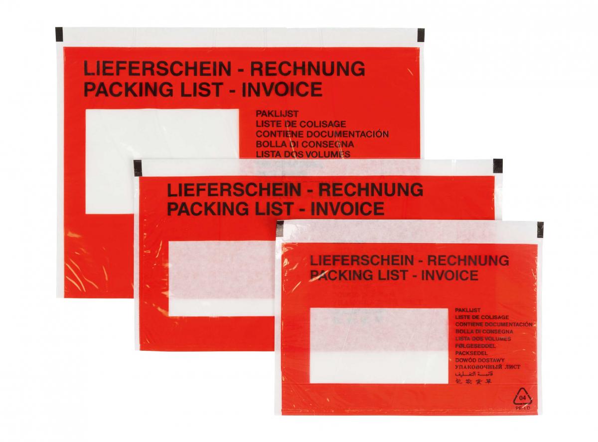 Warenbegleitpapiertaschen 245 x 140mm, C5/C6, rot
