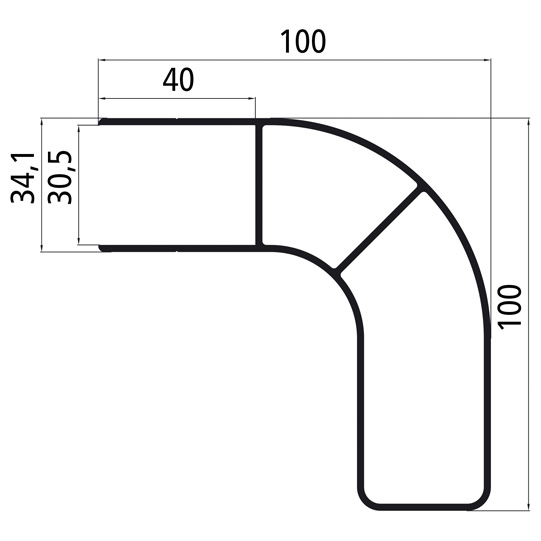 Einfassung, vorn, 100 x 30 mm für seitlichen Anfahrschutz